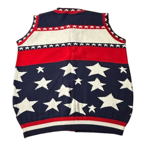 Vintage Star-Spangled Knit Vest size Small made in USA 100% cotton. - Picture 8 of 8